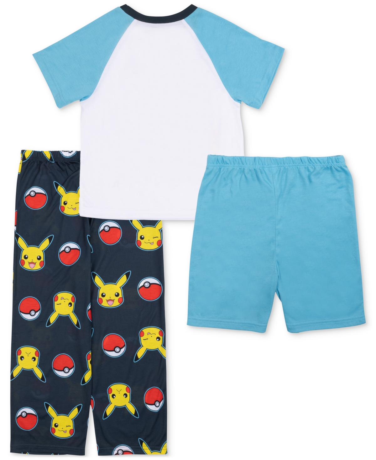 Pokémon Little & Big Boys Short-sleeve Pajama Top, Shorts & Pants, 3 Piece Set In Assorted