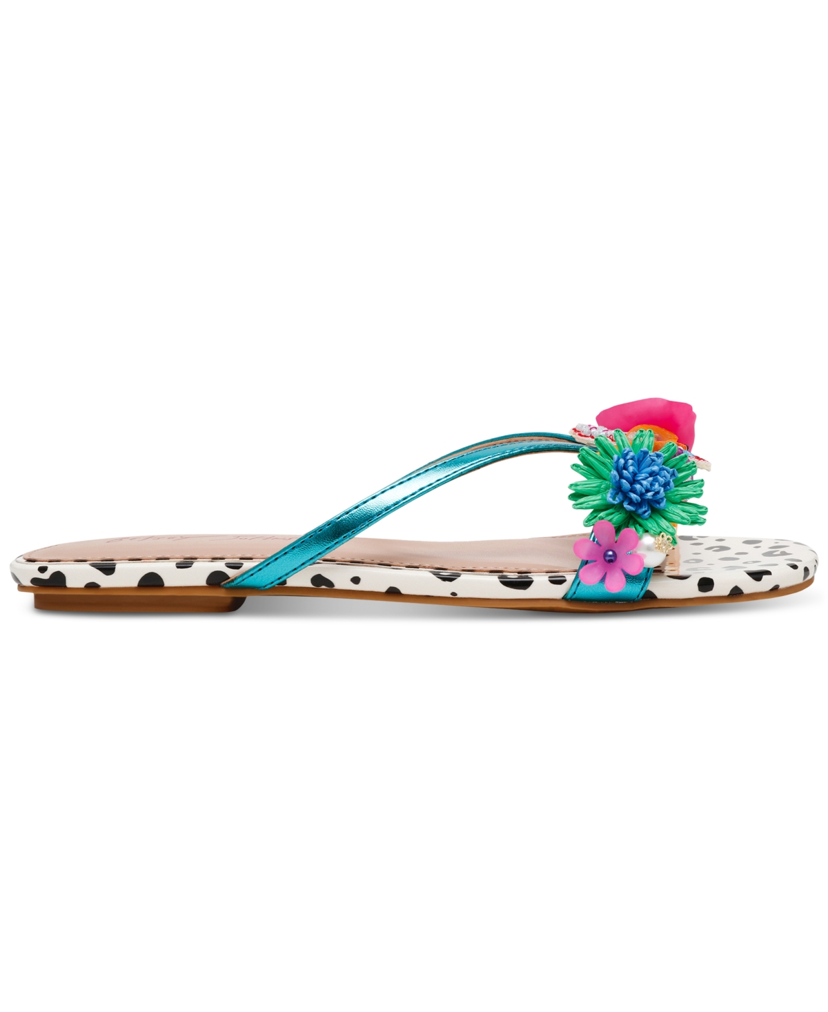 Shop Betsey Johnson Women's Avin Strappy Novelty Slide Sandals In Teal Multi