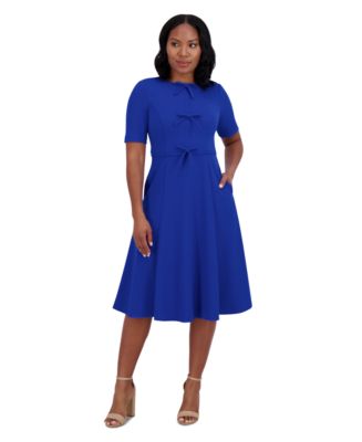 Jessica Howard Women's Bow-Trim Fit & Flare Dress - Macy's