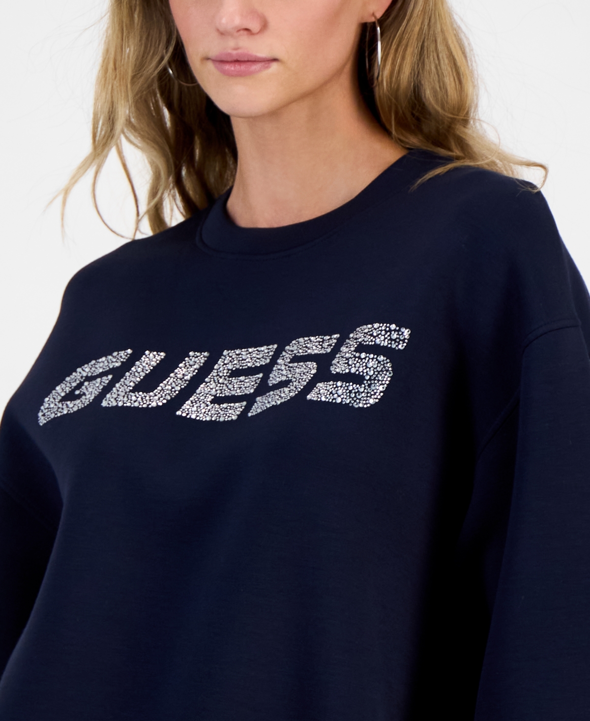 GUESS WOMEN'S CECILIA RHINESTONE LOGO SWEATSHIRT 