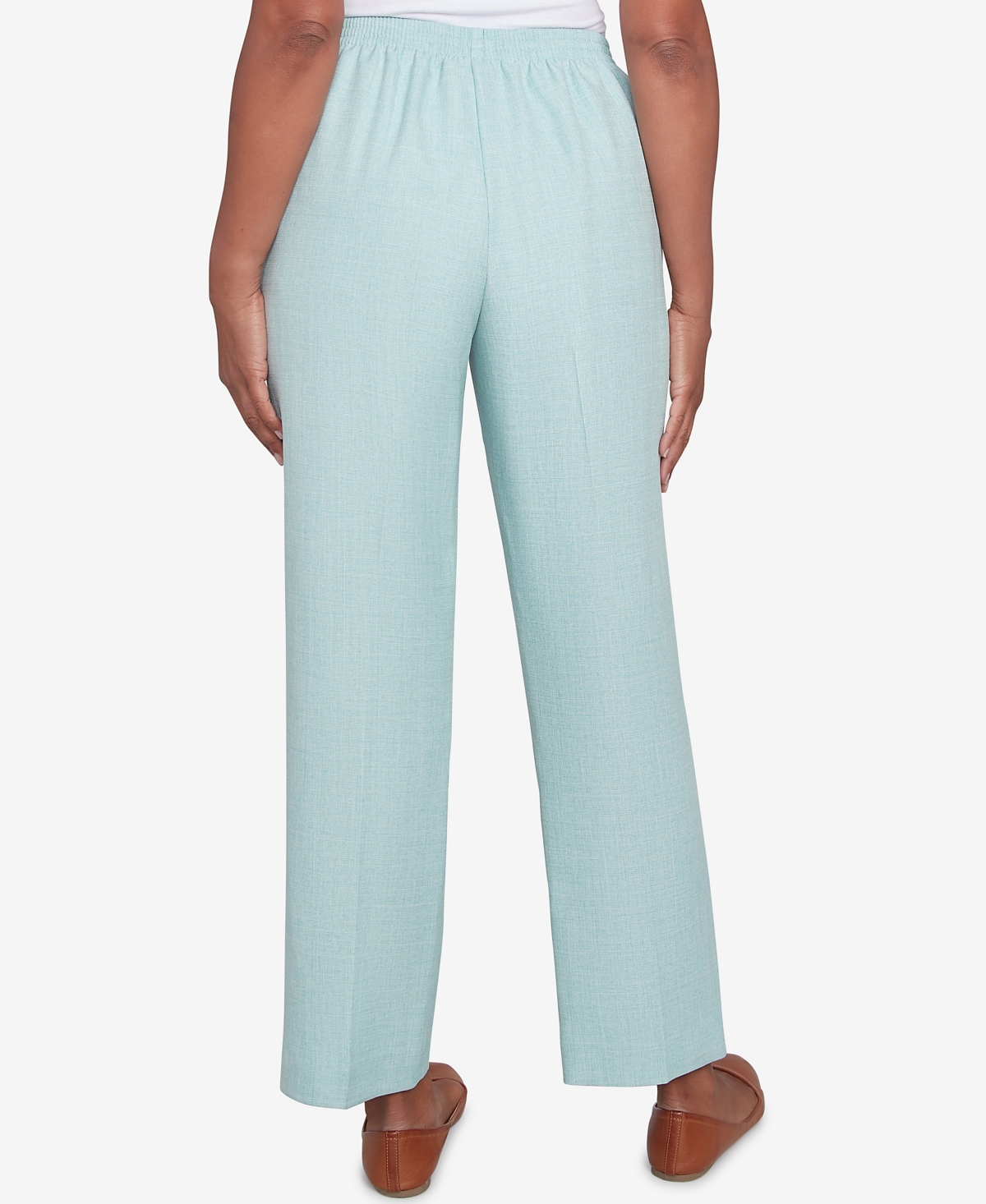 Alfred Dunner Petite Kensington Gardens Relaxed Linen Medium Length Pants In Pistachio