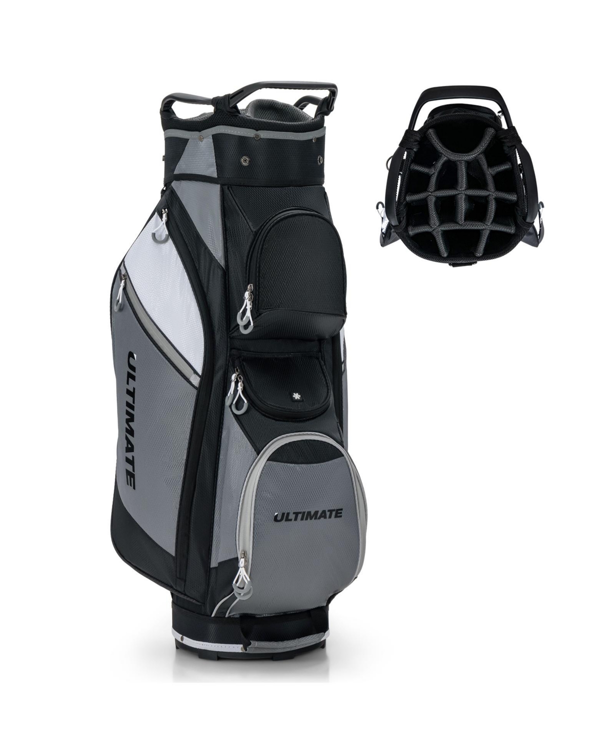 14-Way Golf Cart Stand Bag with Waterproof Rain Hood - Black