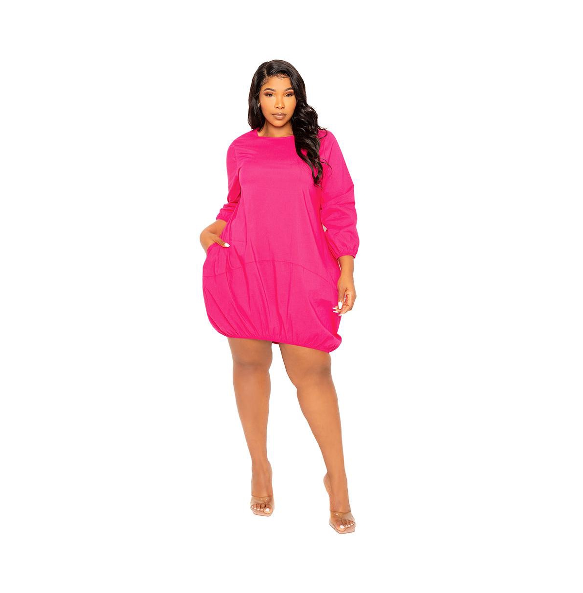 Shop Buxom Couture Women's Plus Size Bubbled Poplin Mini Dress In Pink