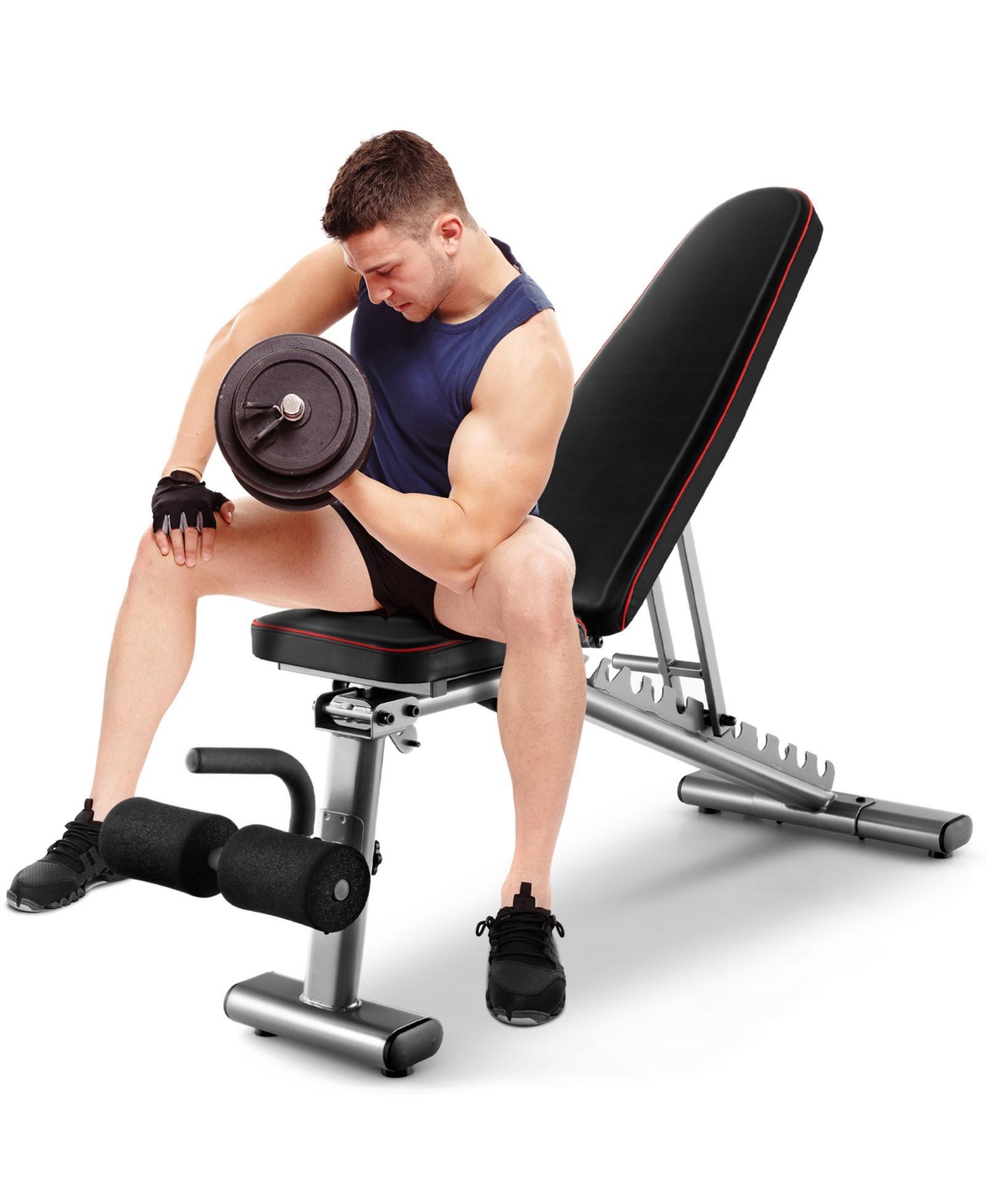660 Lbs Strength Training Bench with 10 Back and 3 Seat for Full Body Workout - Black