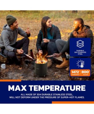 Smokeless Stainless Steel Fire Pit Stove with Stand & Carry Bag – Ideal for Camping, Cooking & Outdoor Gatherings, Durable & Easy to Clean