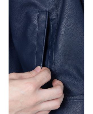 Boys Hooded Moto PU Leather Jacket With Lining