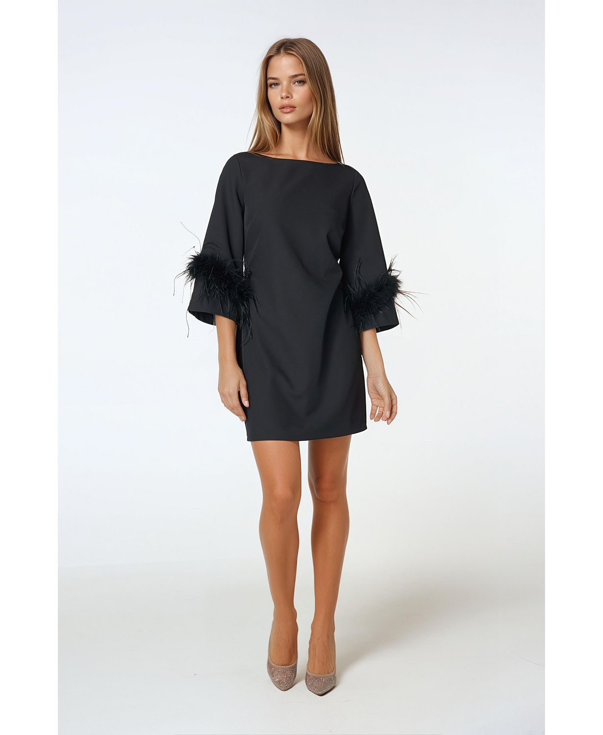 Women's Feather Sleeve Mini Dress