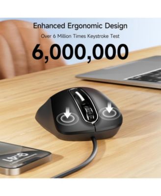 Wired Mouse, USB Computer Mouse 1200 DPI Mobile Optical Mouse Ergonomic Design Computer Mice with 5FT Cord for Laptop, PC, Desktop, MacBook, 5 Buttons