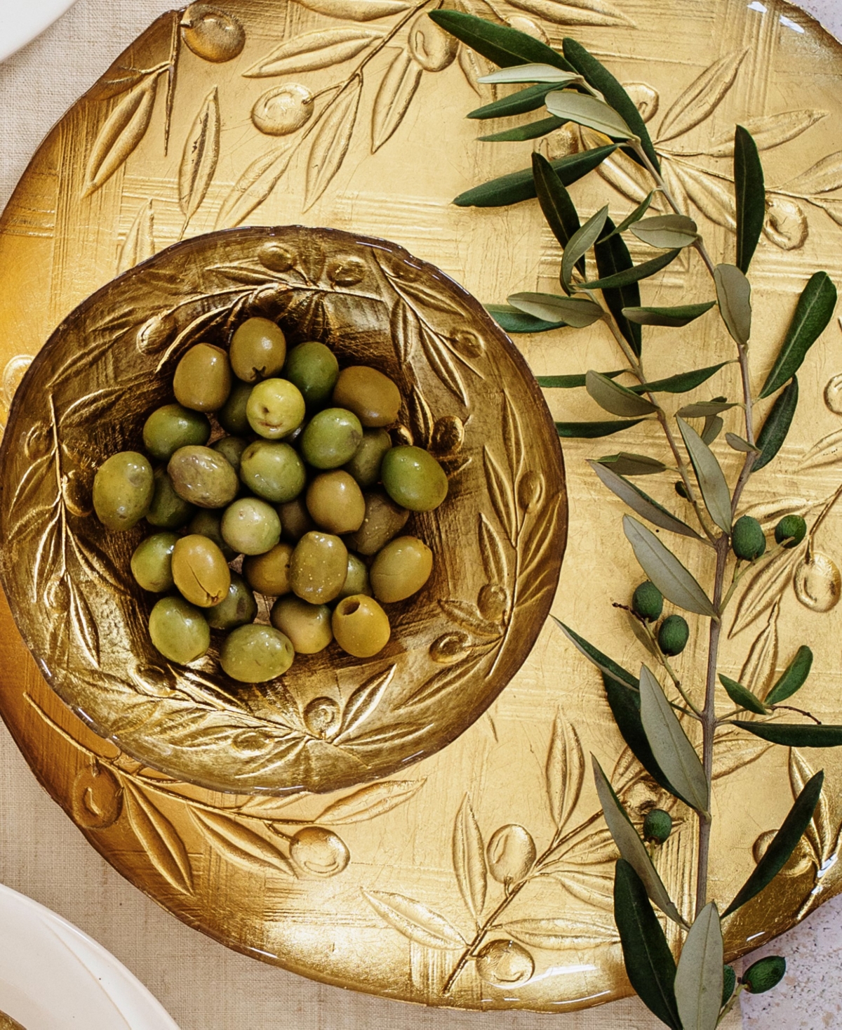 Shop Vietri Moon Glass Olive Small Bowl In Gold