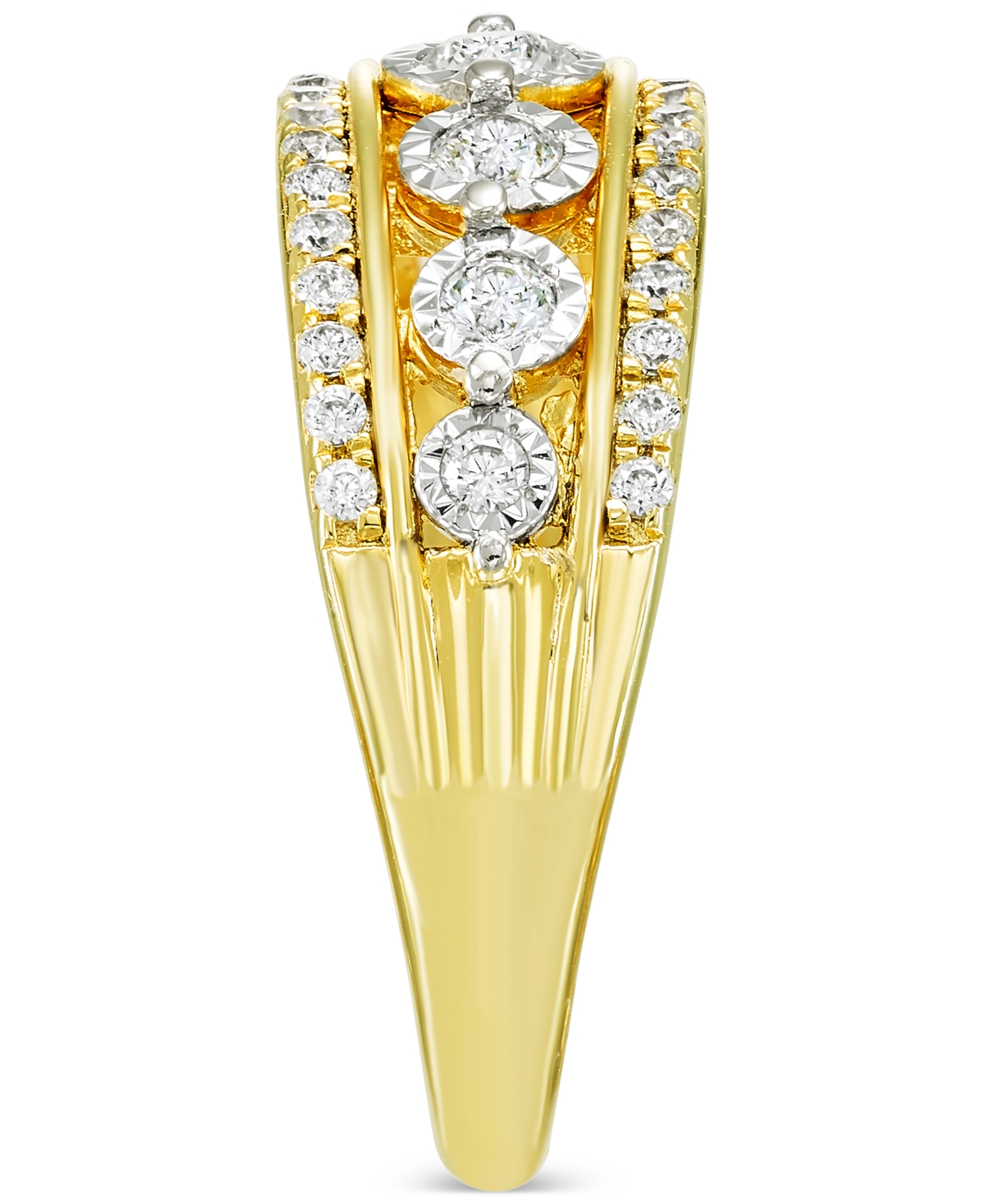 Macy's Diamond Openwork Triple Row Ring (1/2 Ct. T.w.) In 14k Gold In Yellow Gold