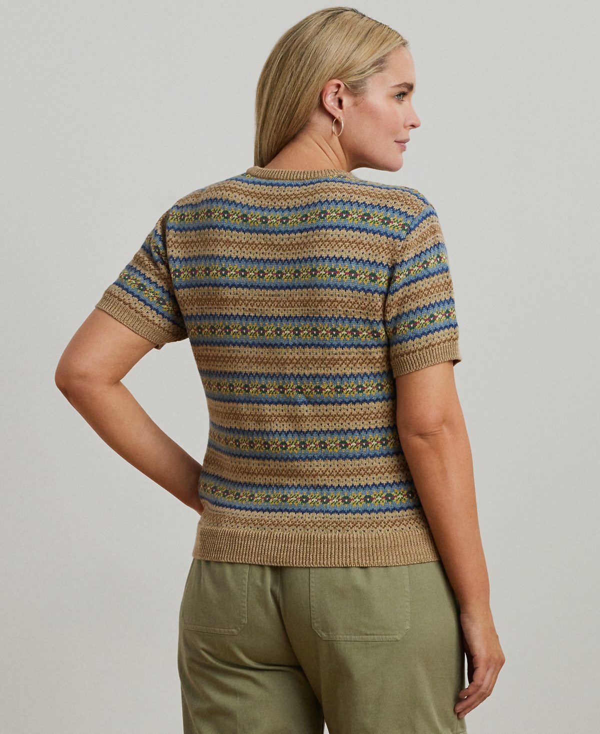 RALPH LAUREN PLUS SIZE FAIR ISLE SHORT-SLEEVE SWEATER 