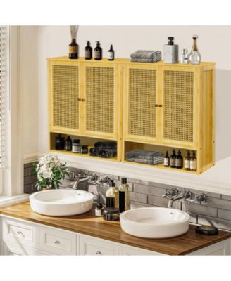 Double Door Bathroom Wall Medicine Cabinet: Kitchen Storage Cabinet with 3 Shelves