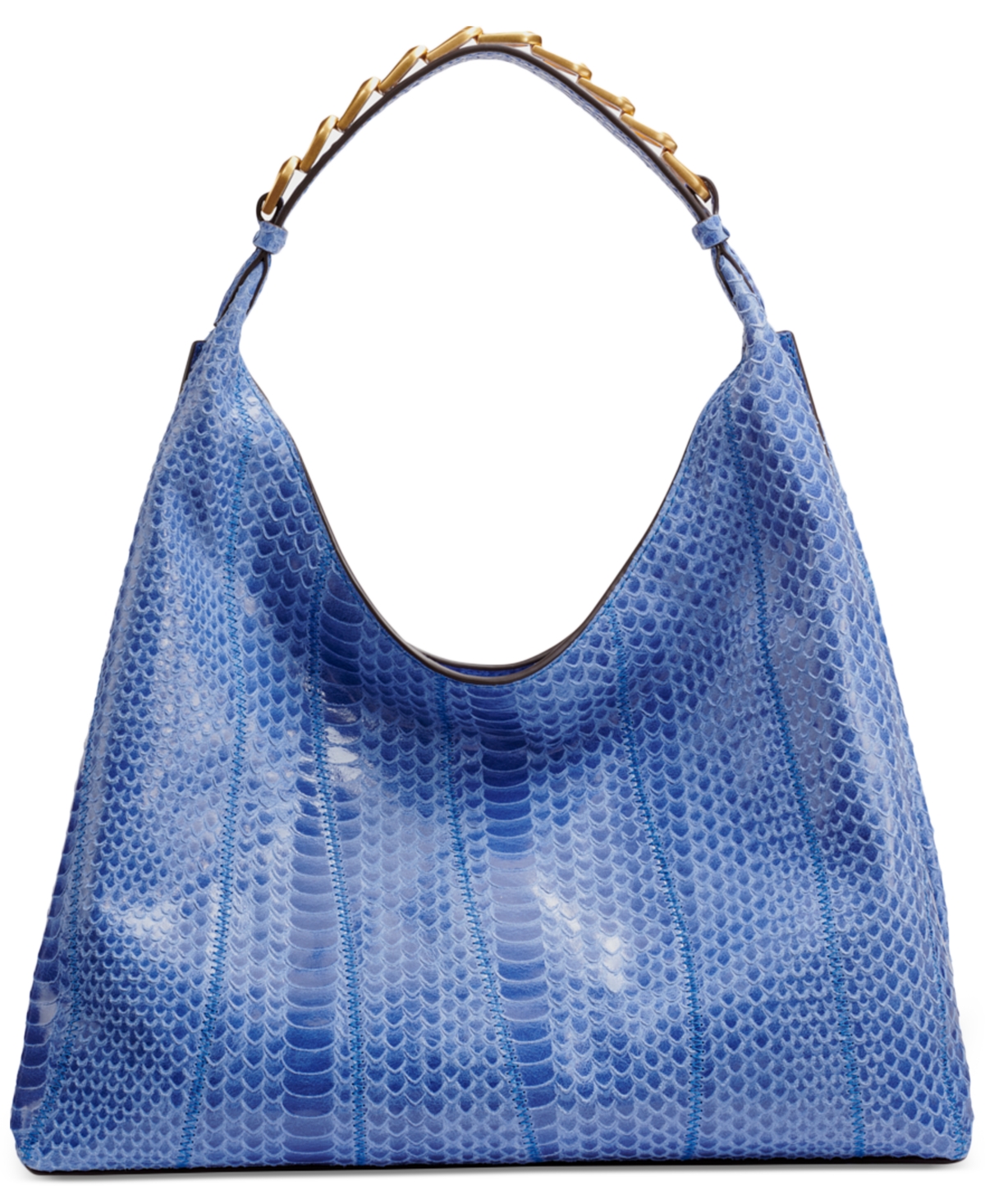Shop Donna Karan Bellmore Small Skipper Snake Shoulder With Bezel Strap In Dark Cielo