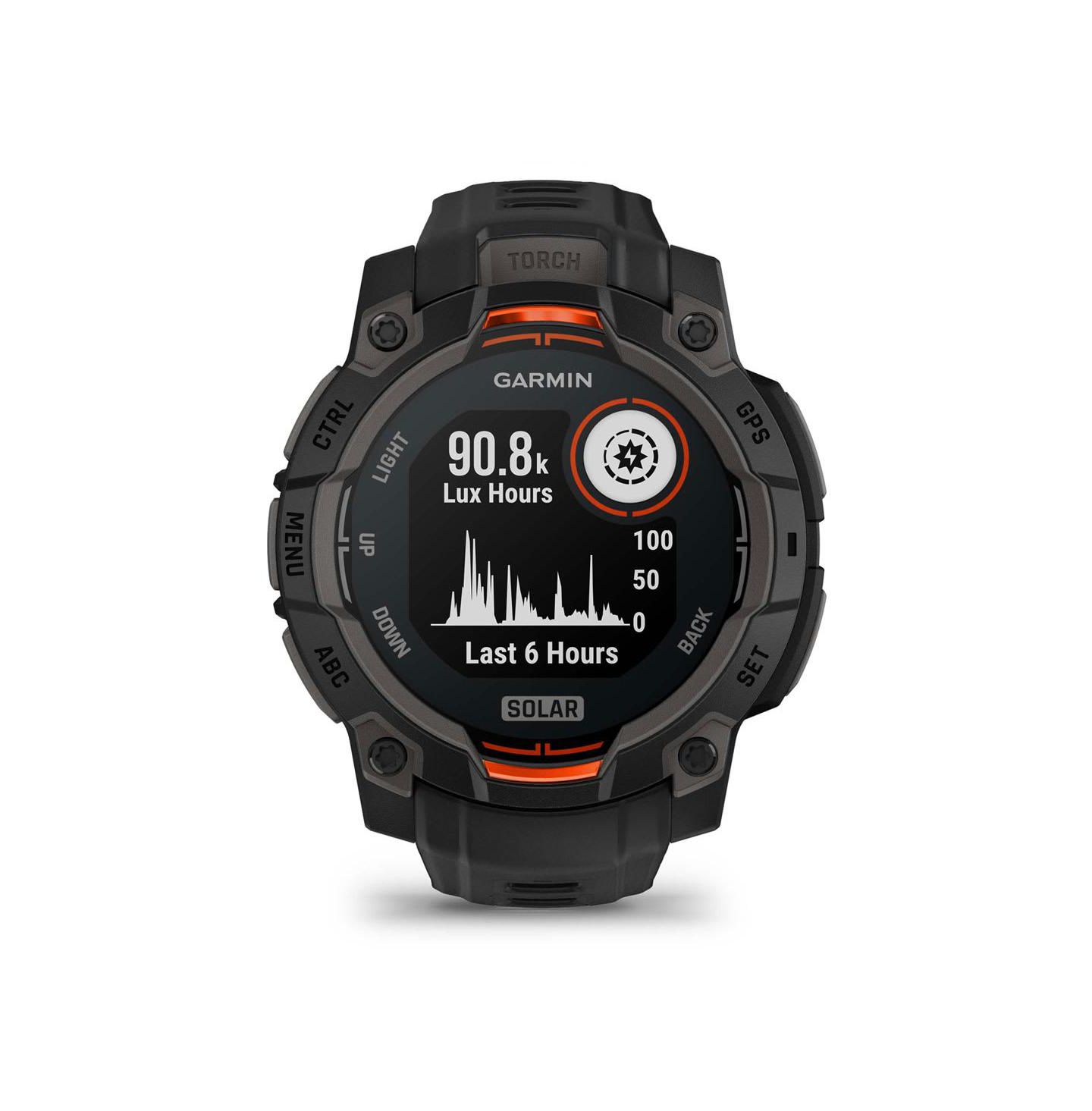 Умные GPS-часы Garmin Instinct 3 Solar, 45 мм, защищённые, Black/Black, цвет: Чёрный / Оранжевый — фото 2