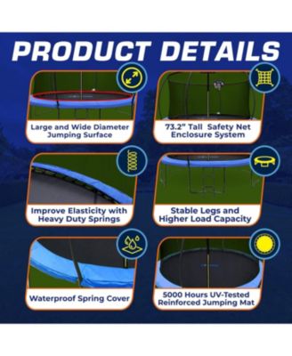 Campior 14ft Pumpkin Trampoline with Basketball Hoop & Inner Enclosure - Safe, Durable,Family Fun - Heavy Duty Galvanized Springs - Waterproof Padding - Stable Base - Outdoor Backyard Style