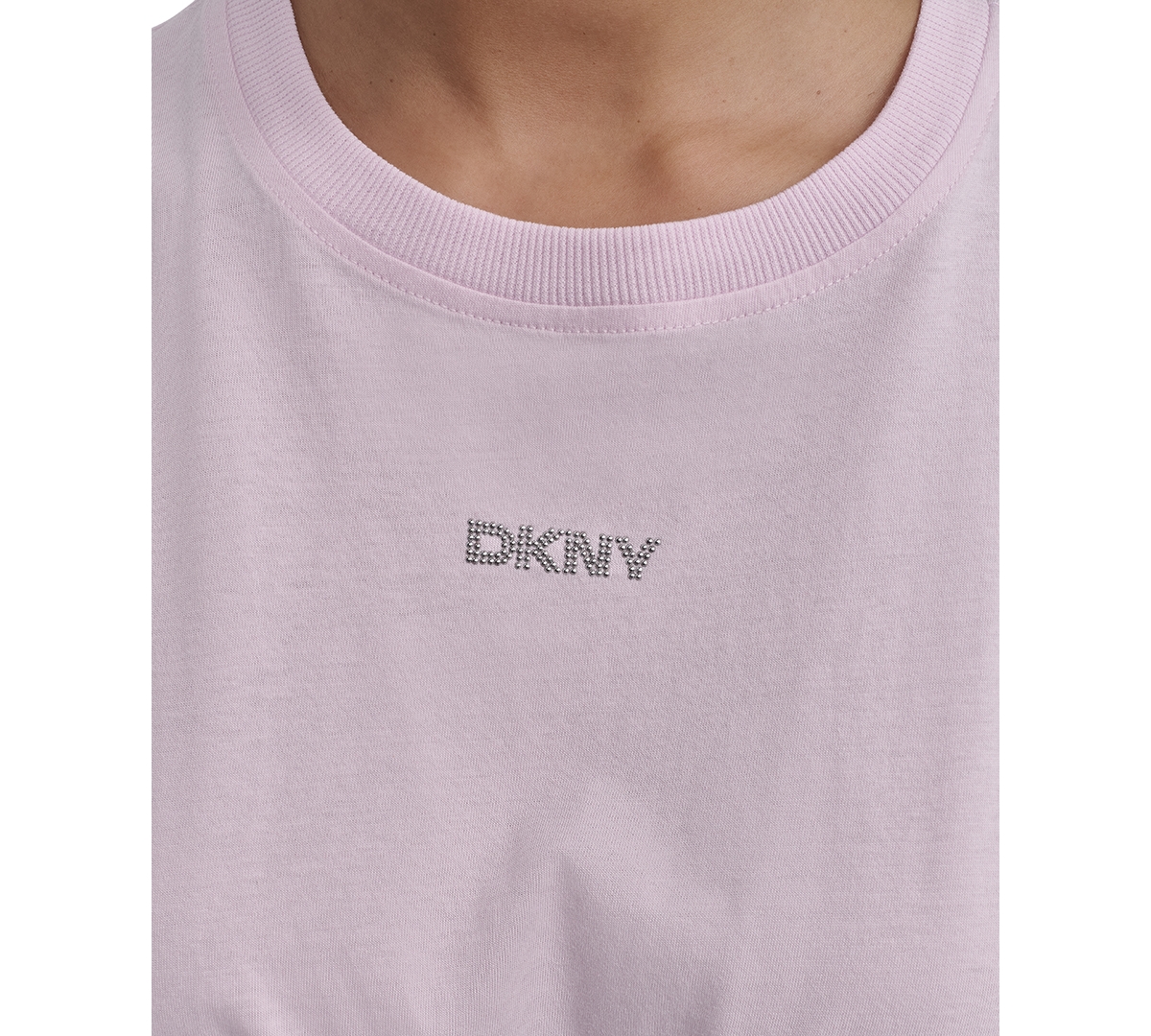 Shop Dkny Women's Studded-logo T-shirt In Bliss