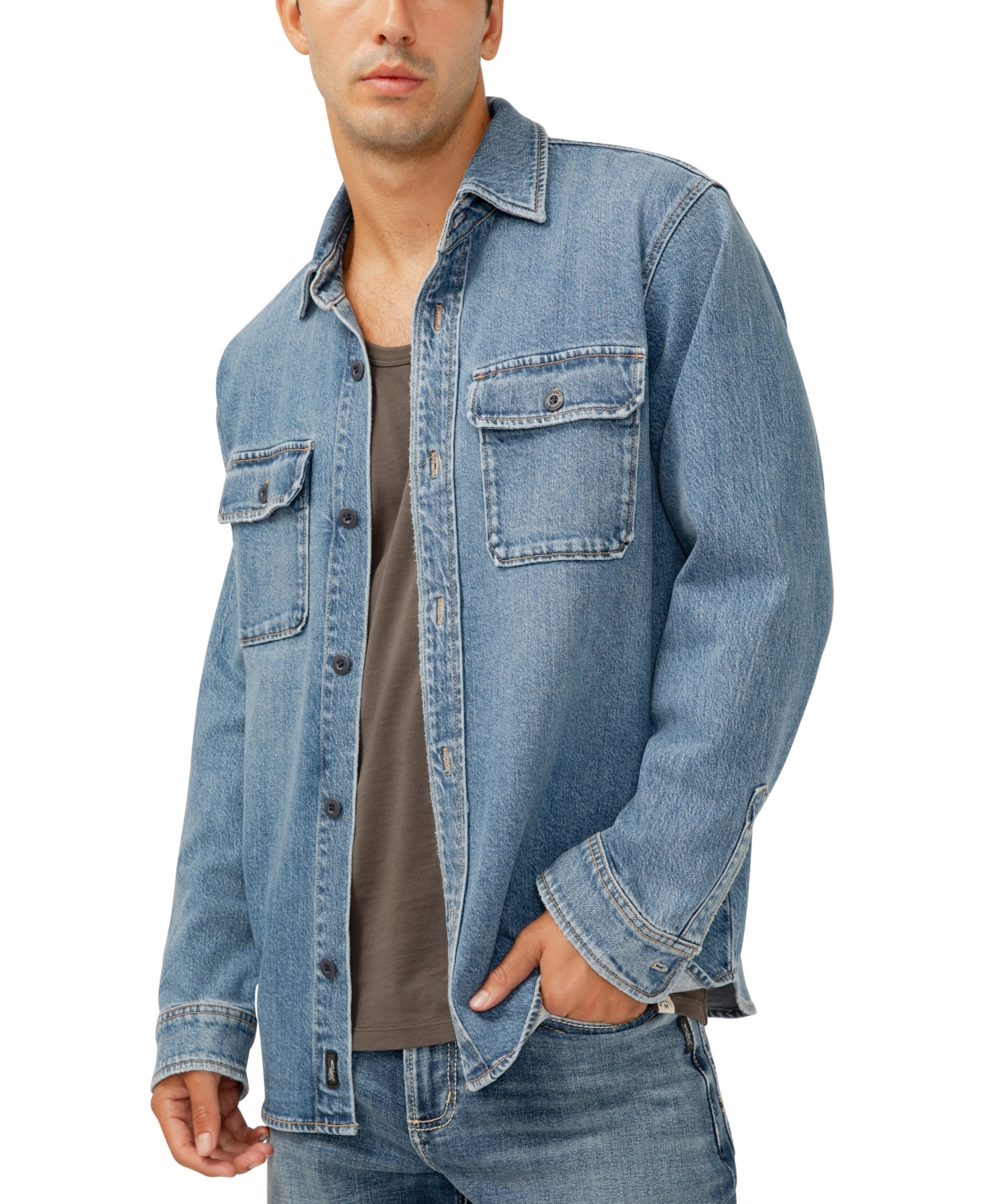 Silver Jeans Co. Denim Shirt Jacket In Blue