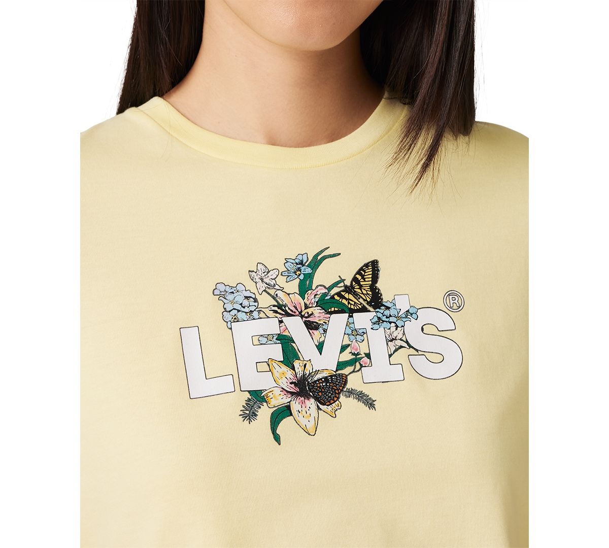 Levi's Women's Perfect Graphic Logo Cotton T-shirt In Lily Hl Logo Double Cream