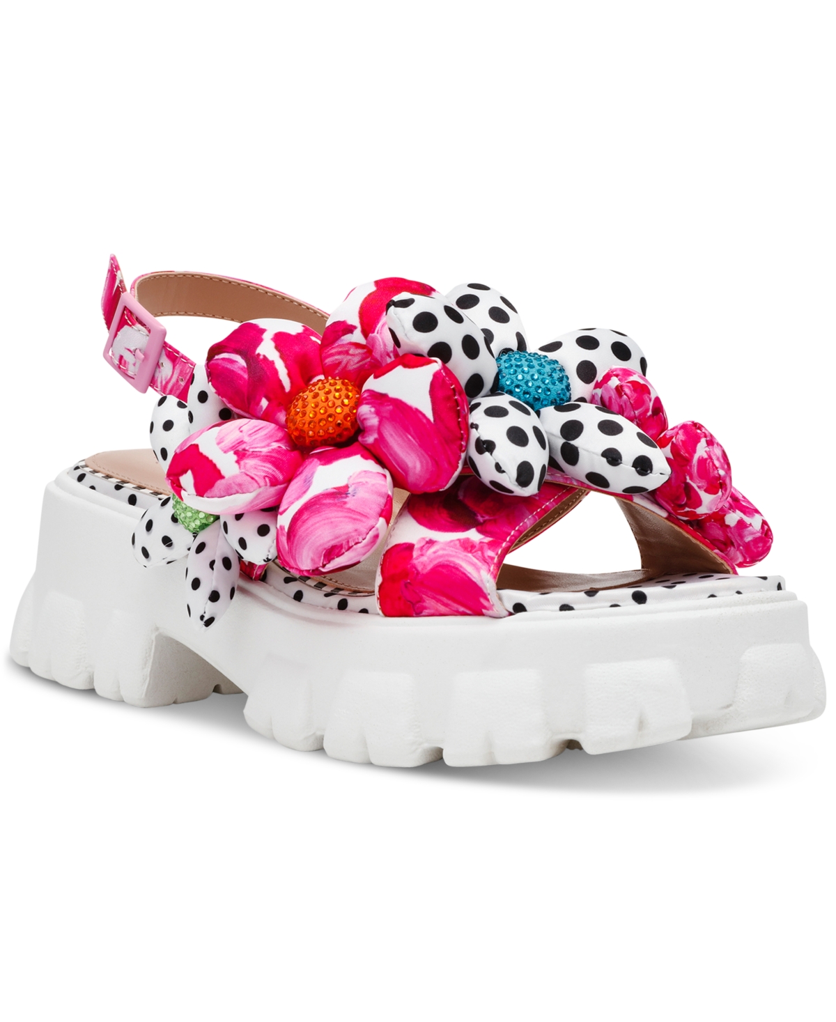 Shop Betsey Johnson Women's Serphina Platform Lug-sole Slide Sandals In Pink Multi