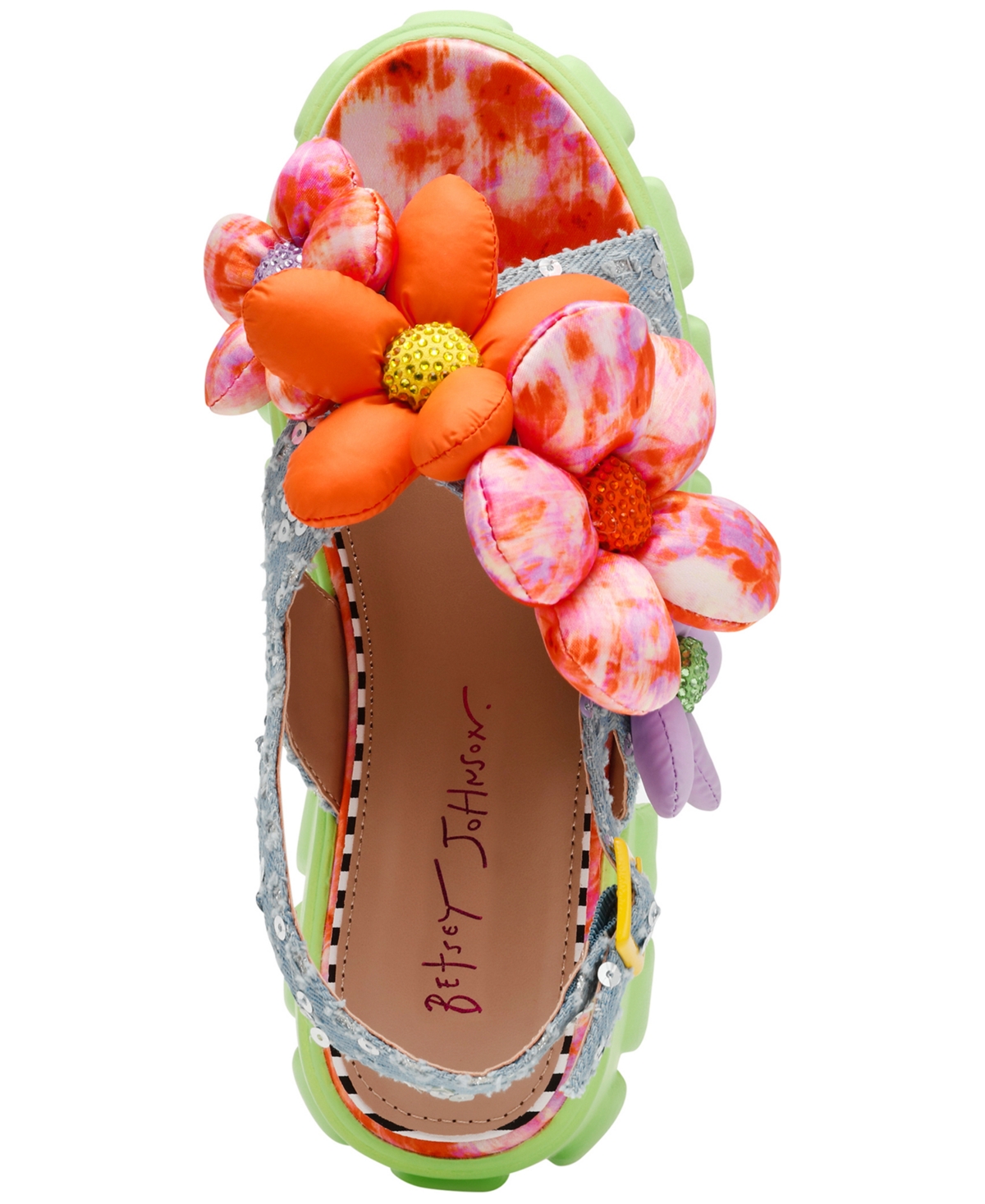 Betsey Johnson Women's Serphina Platform Lug-sole Slide Sandals In Green Multi
