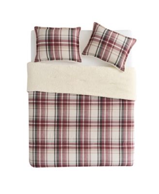 Plaid Brushed Flannel and Sherpa 3-Pc. Comforter Set, Full/Queen