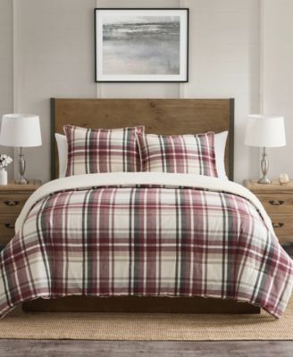 Plaid Brushed Flannel and Sherpa 3-Pc. Comforter Set, Full/Queen
