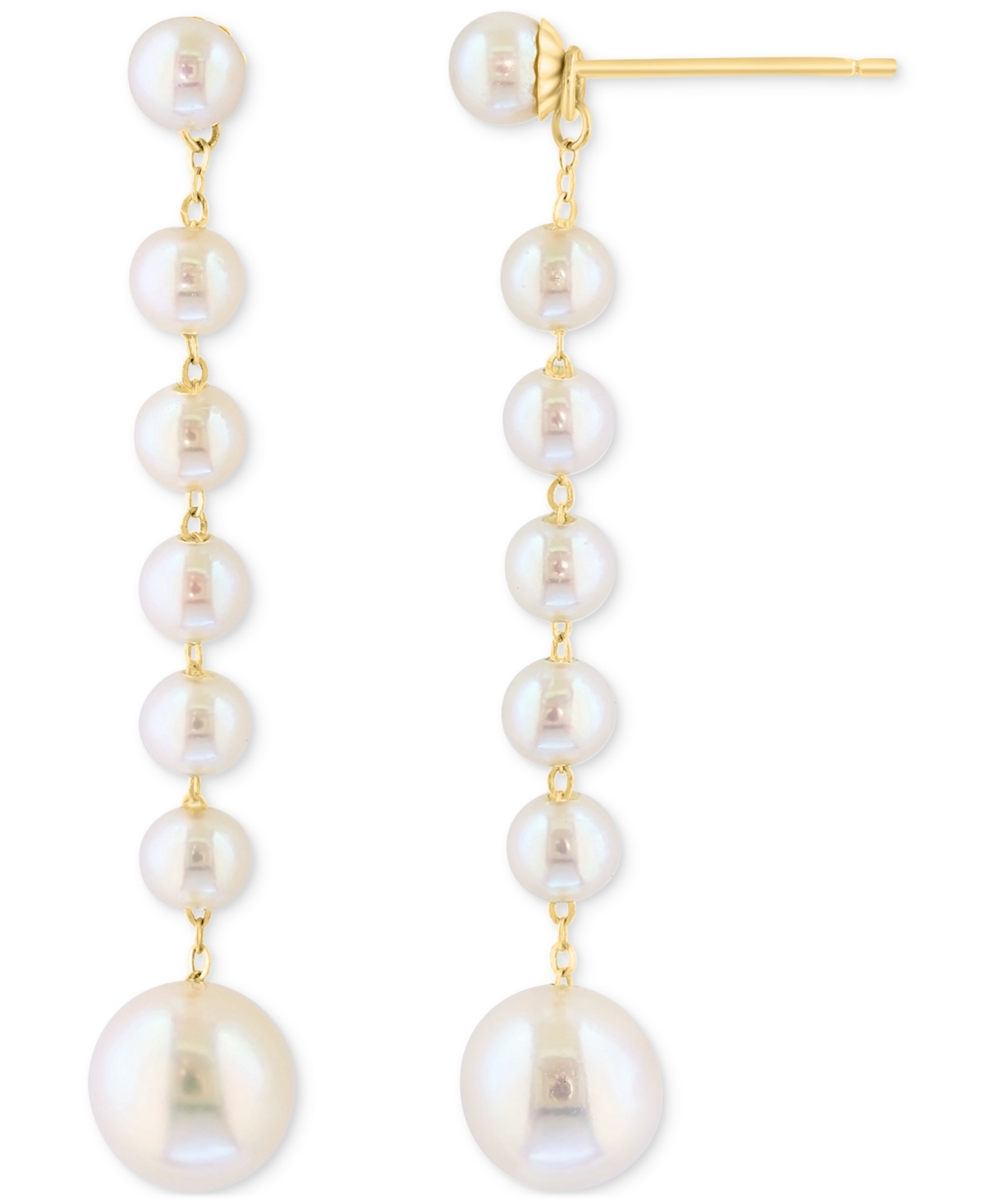 Effy Cultured Freshwater Pearl (3-1/2 & 6-1/2mm) Linear Drop Earrings in 14k Gold - Gold