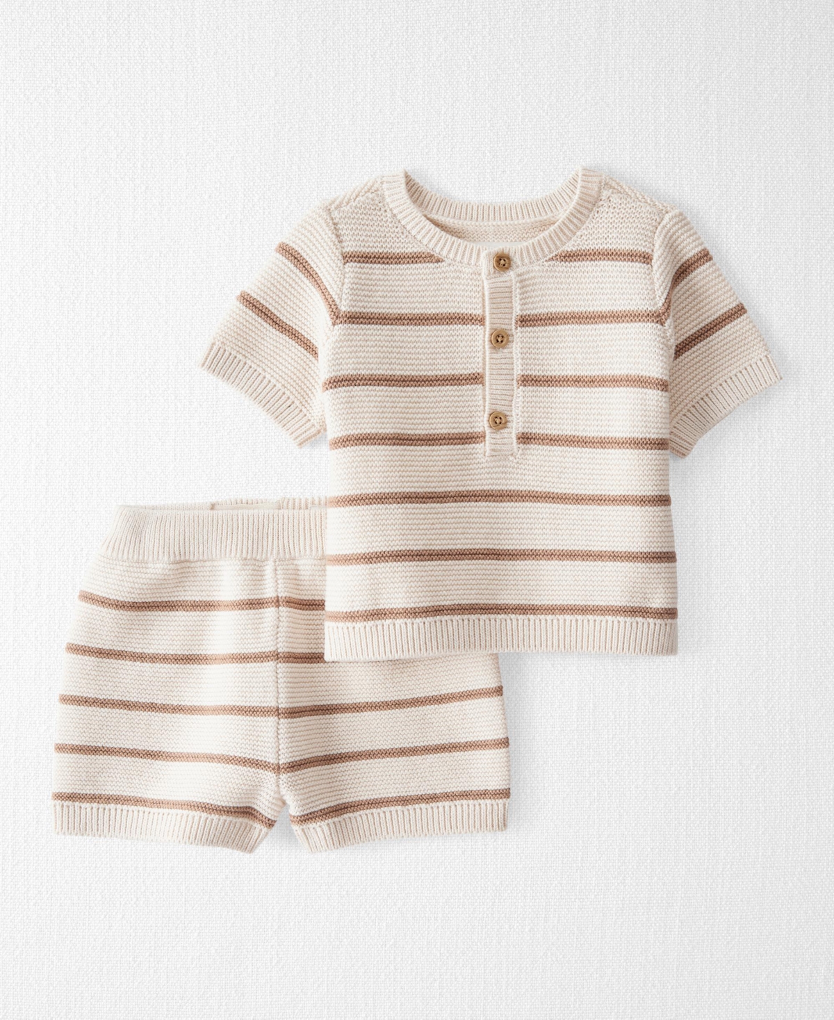 Little Planet by Carter's Baby Boys 2-Pc. Organic Cotton Sweater Knit Topt & Shorts Set - Tan