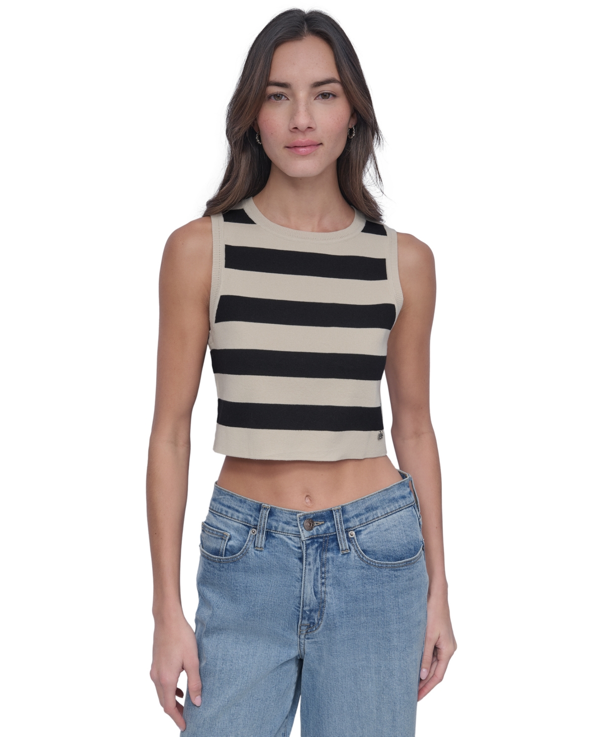 DKNY JEANS WOMEN'S CROPPED SLEEVELESS SWEATER 