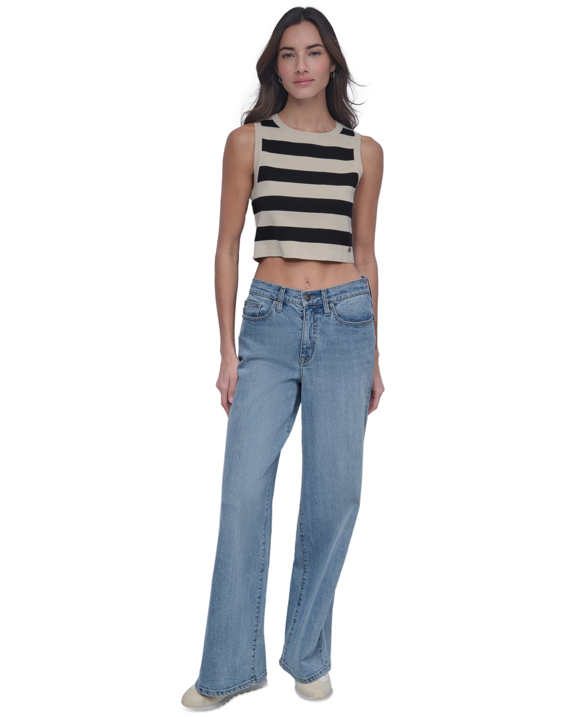 DKNY JEANS WOMEN'S CROPPED SLEEVELESS SWEATER 