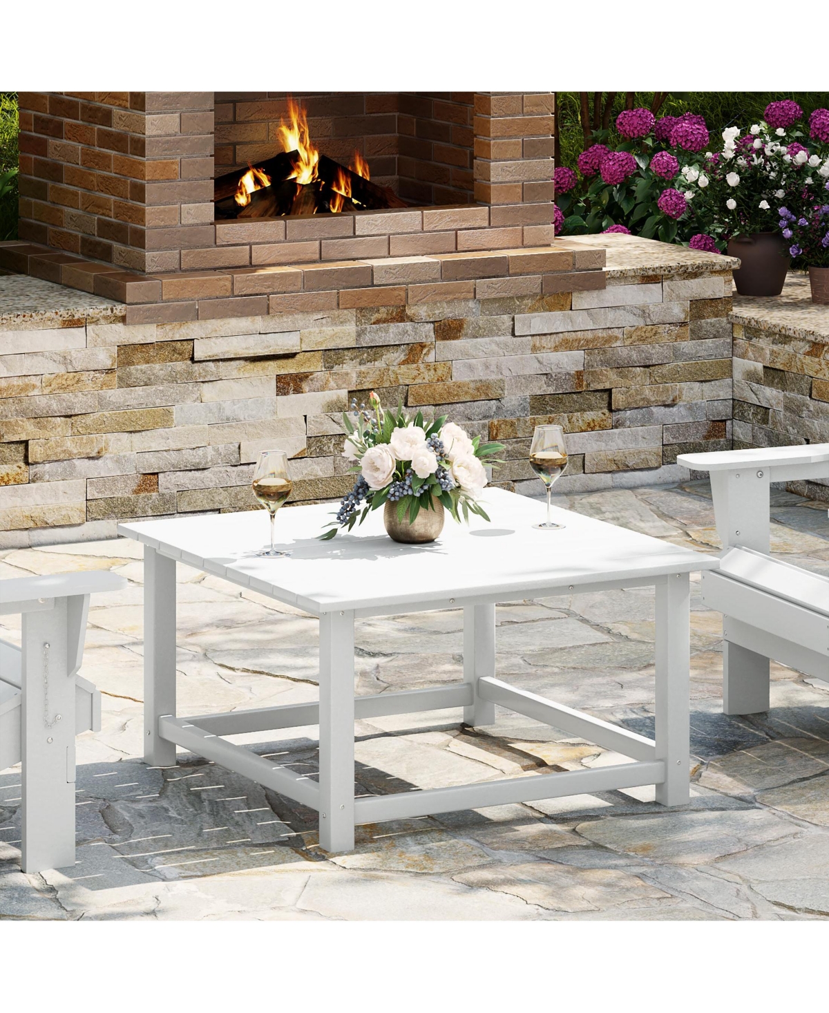 Low Outdoor Hdpe Square Patio Coffee Table