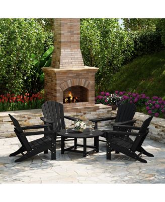 5-Piece Outdoor Patio HDPE Adirondack Chair With Round Coffee Table Conversation Set