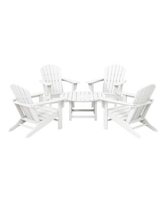 5-Piece Outdoor Patio HDPE Adirondack Chair With Round Coffee Table Conversation Set