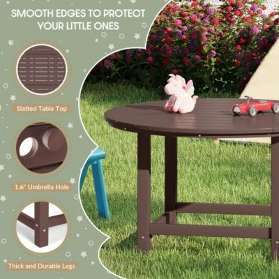 Kids 5-Piece HDPE Outdoor Patio Round Dining Table and Chairs Set