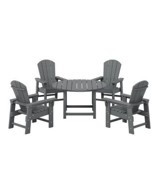 Kids 5-Piece HDPE Outdoor Patio Round Dining Table and Chairs Set