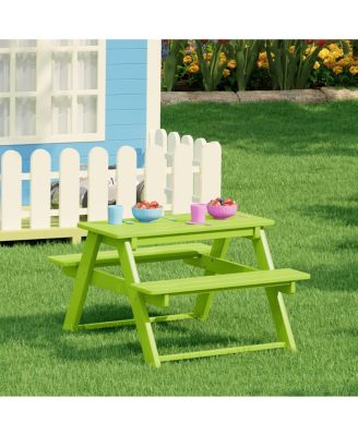 Outdoor Patio Kids HDPE Plastic Picnic Bench Table