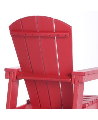 2-Piece Kids Outdoor HDPE Adirondack Chair With Square Side Table Set