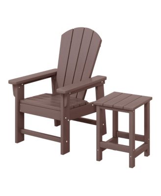 2-Piece Kids Outdoor HDPE Adirondack Chair With Square Side Table Set