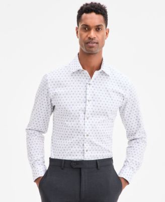 Alfani - Men's Slim Fit Long Sleeve Button-Front Geo Print Dress Shirt
