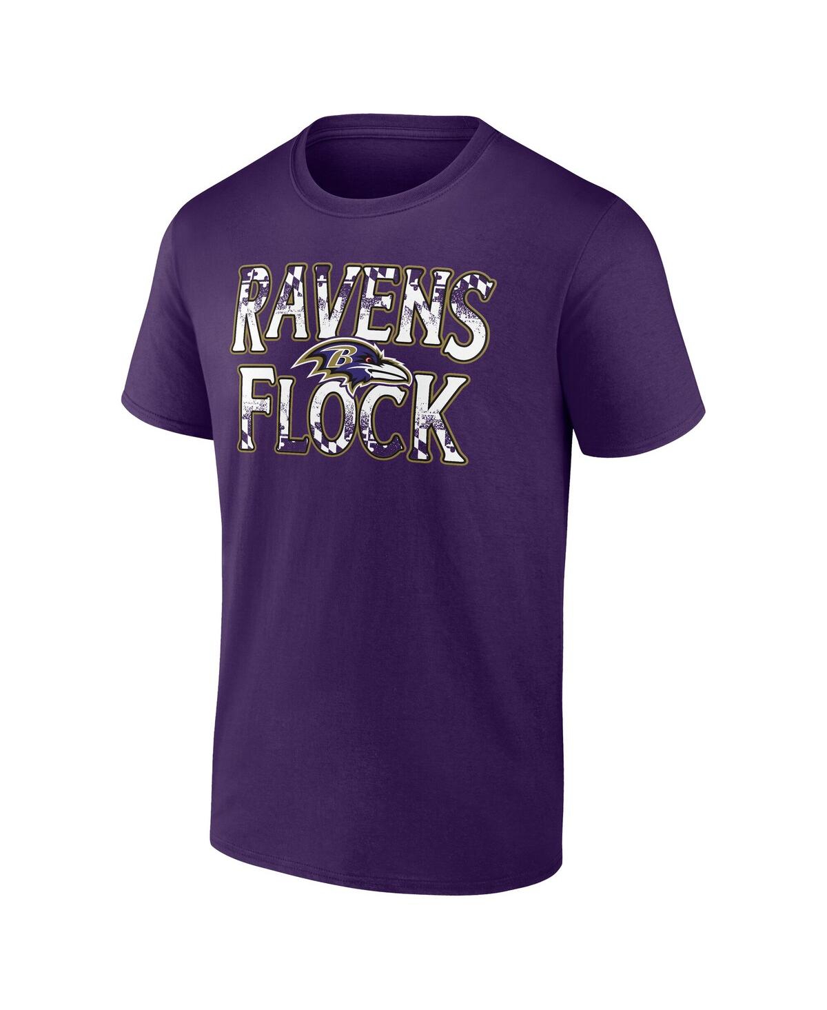 Fanatics Men's Purple Baltimore Ravens Ravens Flock T-shirt In Purple