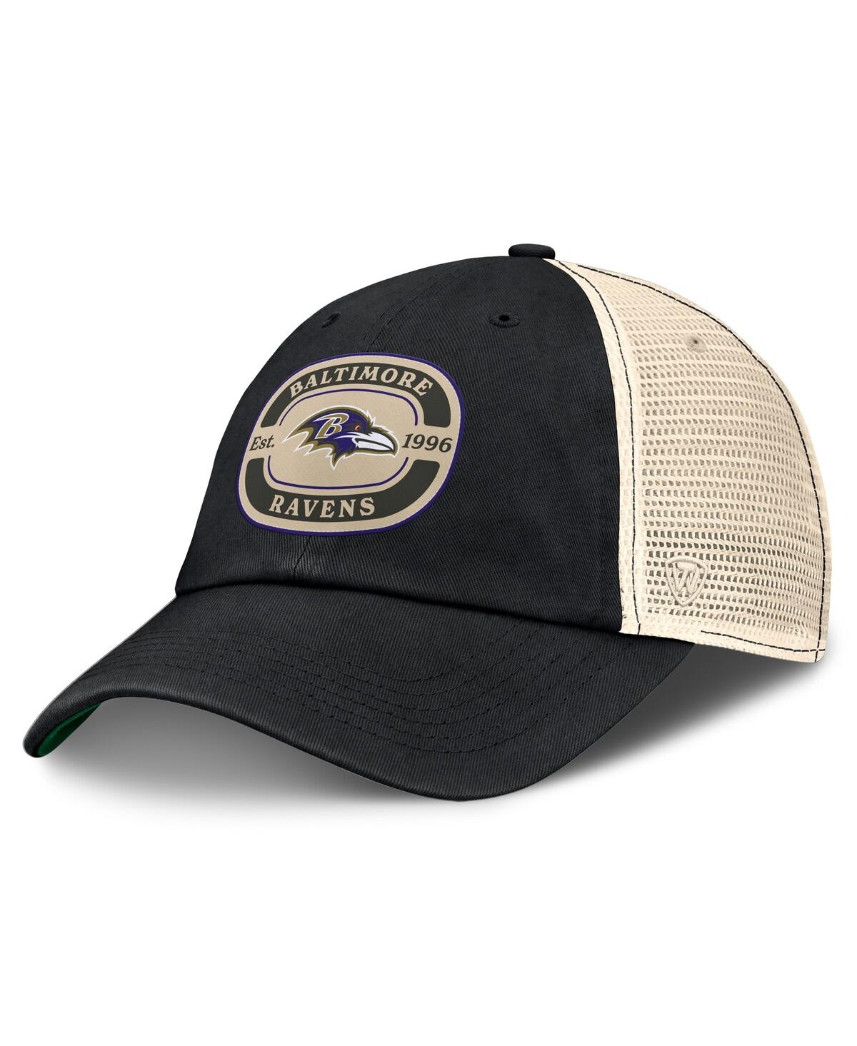 Top Of The World Men's Black Baltimore Ravens Team Patch Adjustable Hat In Black,natural