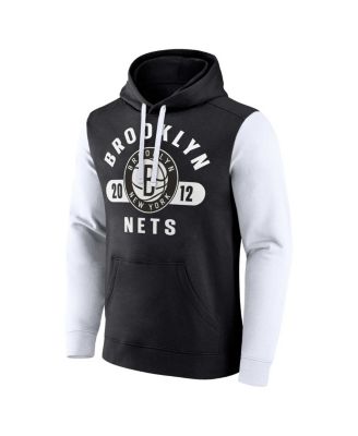 Men's Black/White Brooklyn Nets Attack Colorblock Pullover Hoodie