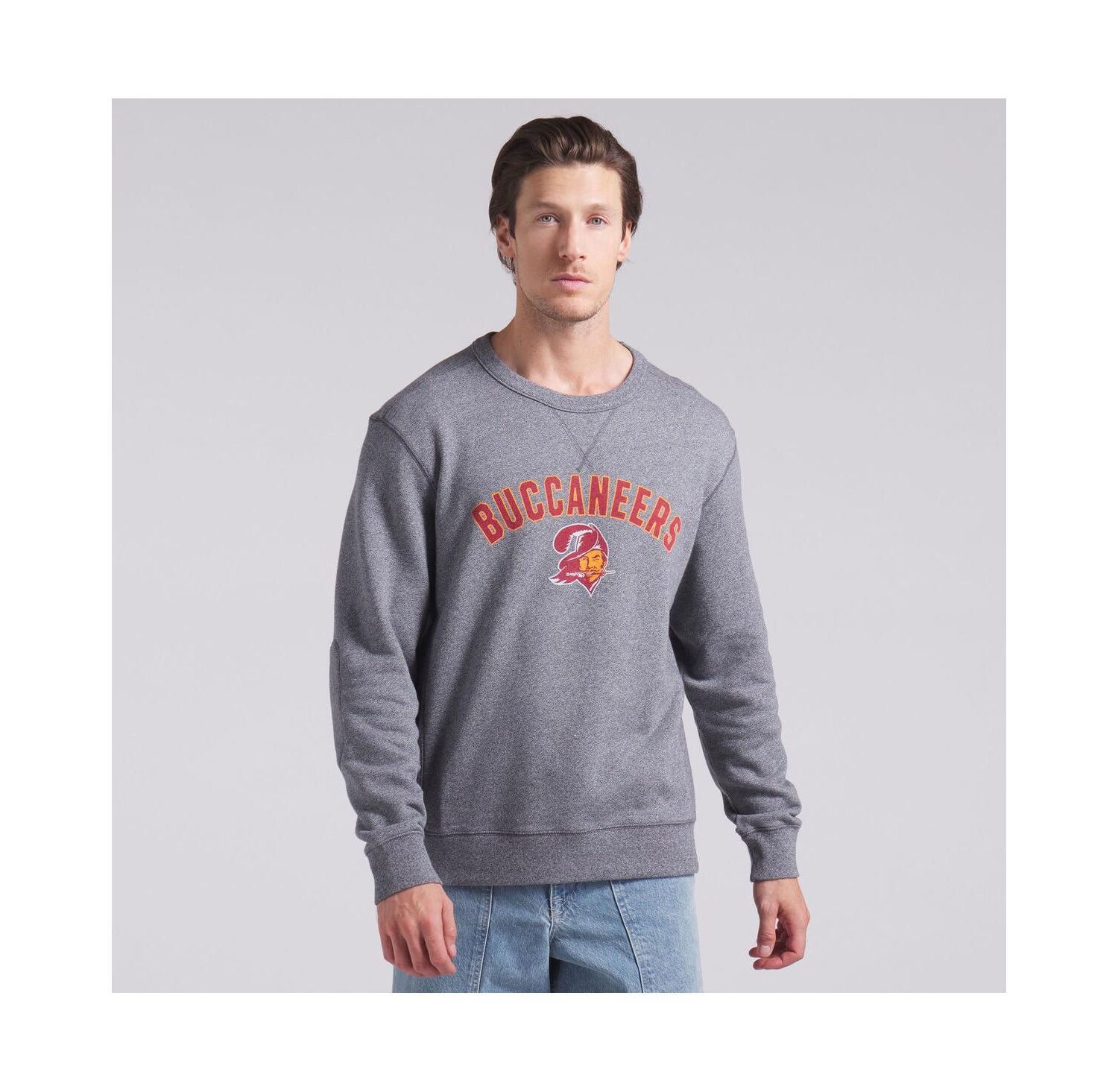 Men's Heather Gray Tampa Bay Buccaneers Loop Terry Pullover Sweatshirt