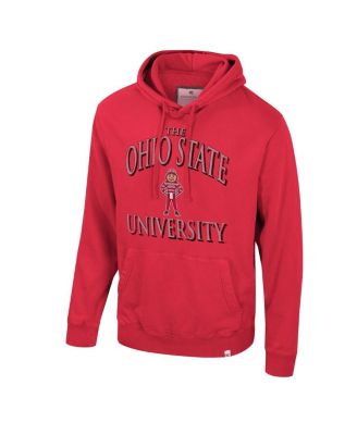 Men's Scarlet Ohio State Buckeyes Big Tall Cap E-Tan Pullover Hoodie