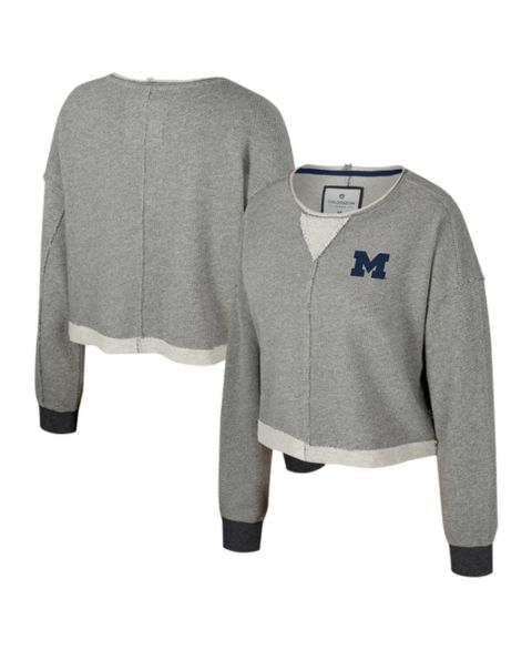 Женский укороченный свитшот Colosseum Michigan Wolverines Magnum, круглый вырез, Charcoal
