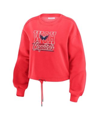 Women's Red Washington Capitals Washed Fleece Sweatshirt Shorts Lounge Set