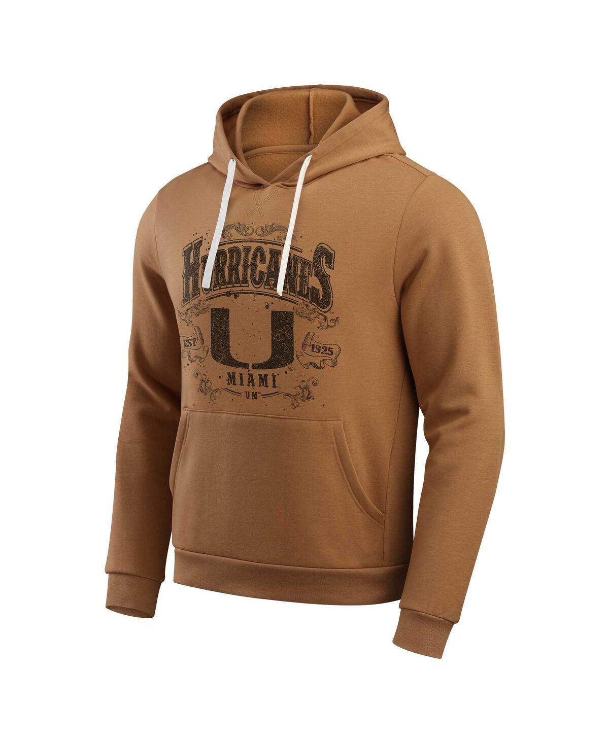 Fanatics Men's Tan Miami Hurricanes Camp Fleece Tri-blend Pullover Hoodie In Tan