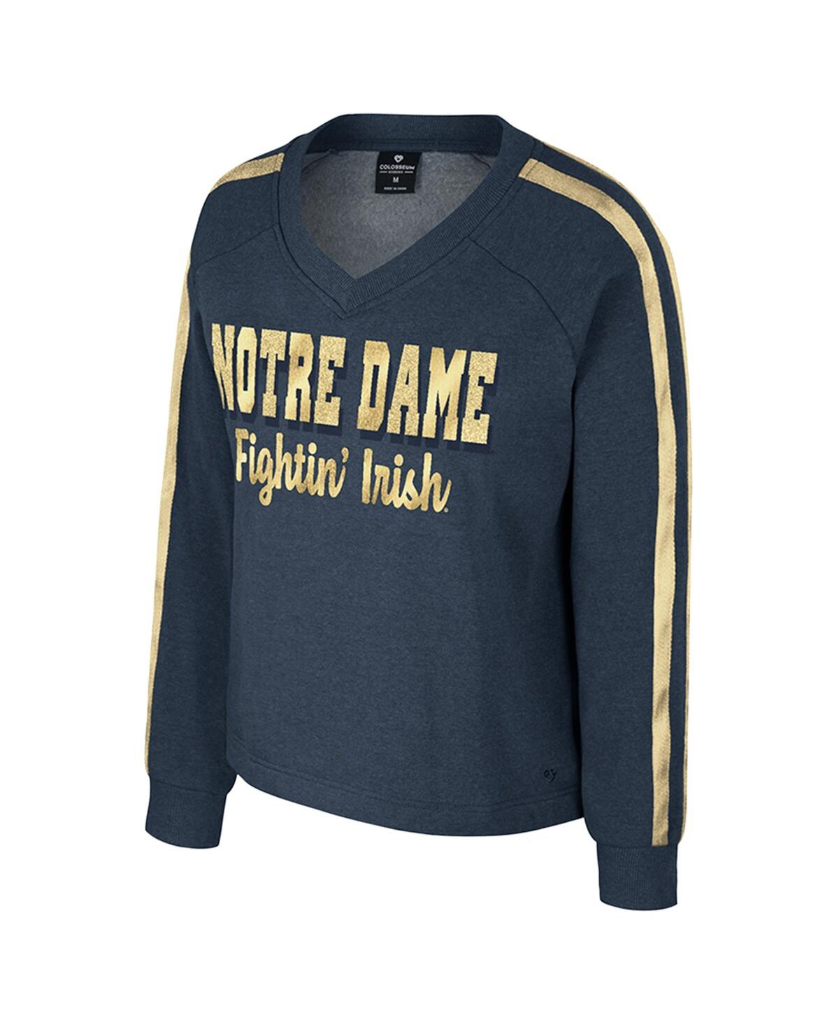 Colosseum Women's Navy Notre Dame Fighting Irish Treasures Long Sleeve V-neck T-shirt In Navy