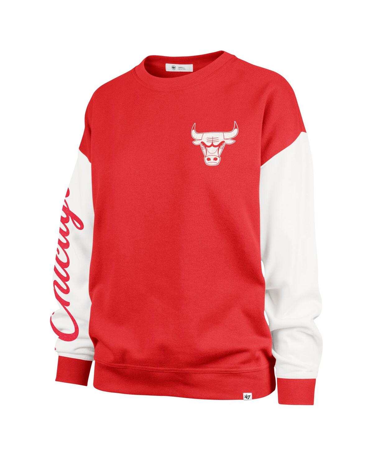 47 BRAND WOMEN'S RED CHICAGO BULLS RISE ANDIE OVERSIZED PULLOVER SWEATSHIRT 