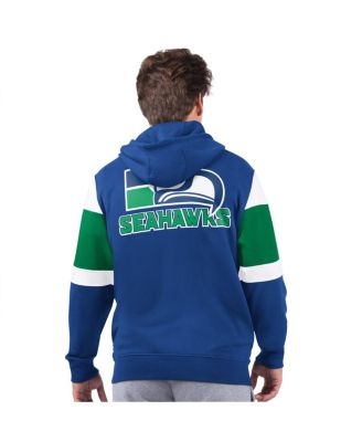 Men's Royal Seattle Seahawks Extreme Vintage Logo Full-Zip Hoodie